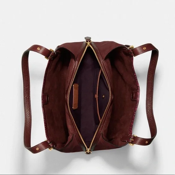 Coach burgundy leather and suede Lori bag - Picture 5 of 12